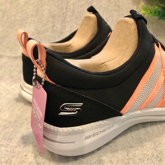NWT - Skechers Black, Peach, & White Comfort Sneakers - Picture 5 of 16